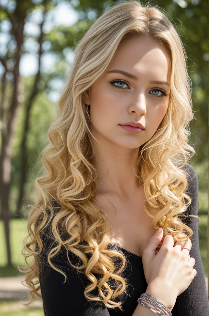 Meisterwerk, best quality, 18 year old Russian girl, jung, Hands in Esposas (FrauEhefrauBlonde , wellig, Mittellanges Haar ohne Styling, Armband am linken Handgelenk, Halskette um den Hals, His skin was covered with goose bumps., pretty face, thin body, wohlgeformte Beine, tears en los ojos, Verteilen Sie Mascara um Ihre Augen. ,Stunned, frightened look , The body turns red , tears, Hysterismus, Furcht, Bitten um Gnade, wolliges Fell,sunny weather,sitting,((showing pussy)),blonde,(standing in park),((curly hair))