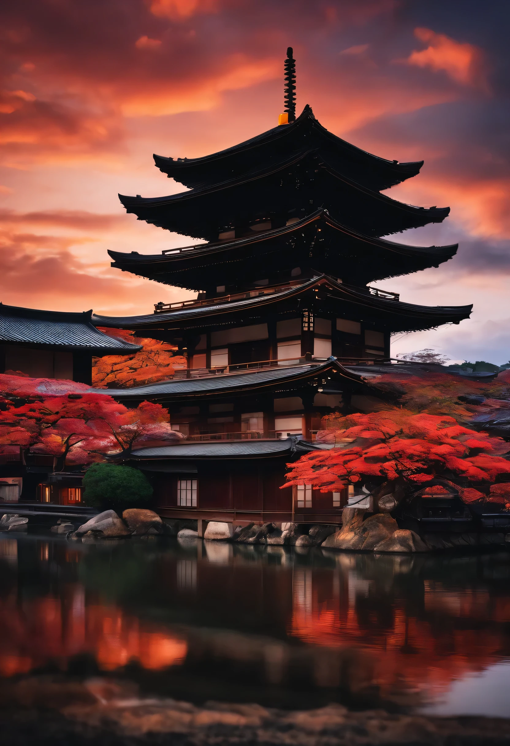 Kyoto-like cityscape,Cinematic,