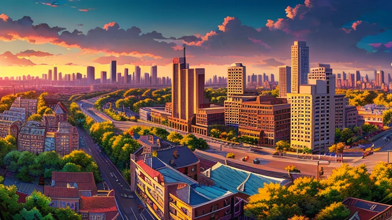 Anime Style,highest quality, masterpiece,Retro townscape, Fantasy, Brick,Fantastic background, classical