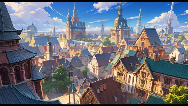 Anime Style,highest quality, masterpiece,fantastic townscape,  Fantasy, Brick,Fantastic background, classical