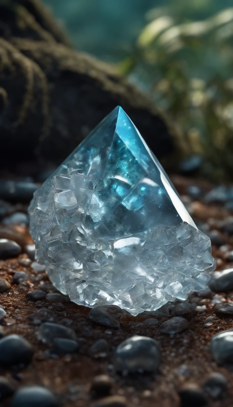 (Outstanding、Professional、Surreal) gem stone ice crystal, magical texture, Lying on the ground, realistic shape, detailed.