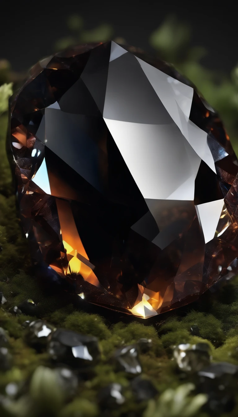 (Outstanding、Professional、Surreal) gem stone black crystal, magical texture, Lying on the ground, realistic shape, detailed. 