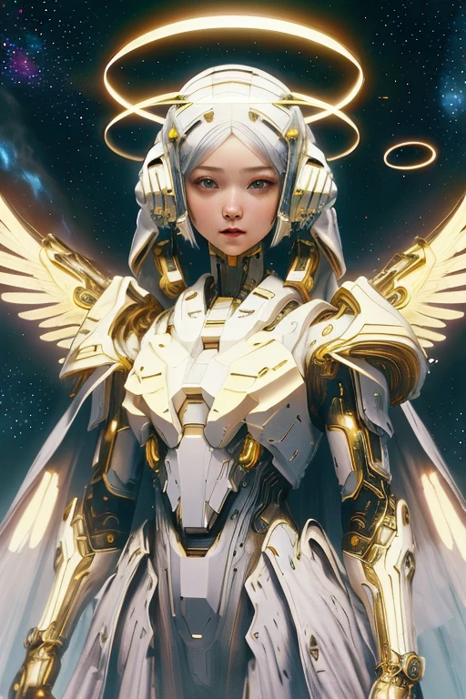 1 Girl, Calm expression, floating, blesstech, bless, Halo Ball Dress,edg science fiction, wearing edg science fiction space suit, (In space) Delicate face, Delicate eyes,  Intricate details, Raw, Analog style, Film Grain, Skin details, Highly detailed skin textures, 8K HDR, DSLR camera, Original amateur photography, Evocative pose, 4K, Clear focus, masterpiece, Award-winning photos, Analog style photo, Film Grain, Fuji XT3, [(Pure face_V1:0.8) | (ulzzang-6500:0.5)]