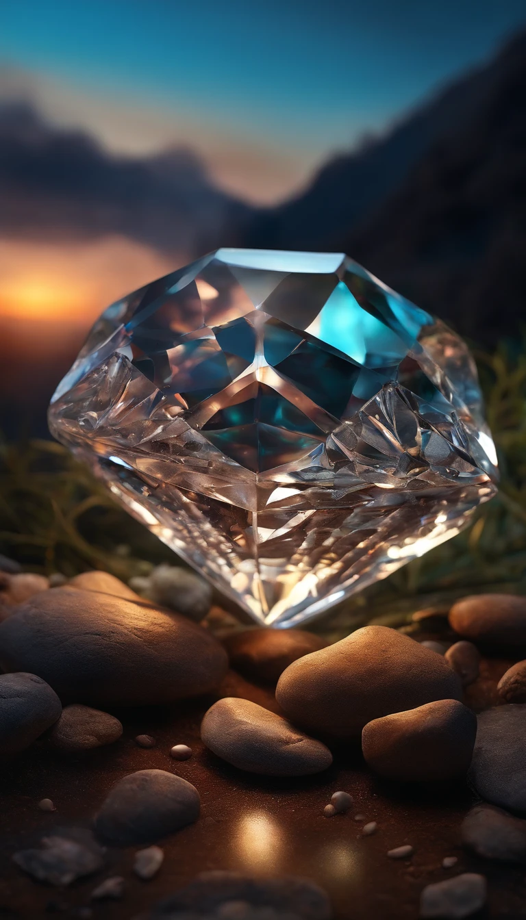 (Outstanding、Professional、Surreal) gem glass crystal, magical texture, Lying on the ground, realistic shape, detailed.