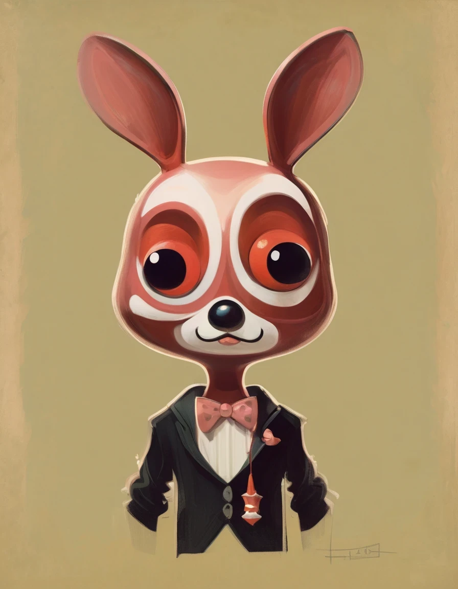 in style of Gary Baseman , character concept design, half body