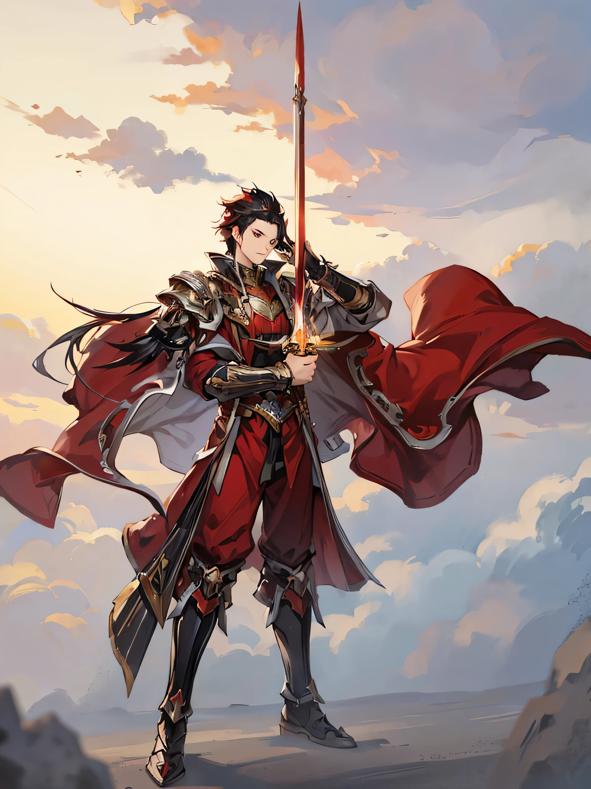 male,Military commander,Red Armor,Red forehead,Black hair,Three Kingdoms,warrior