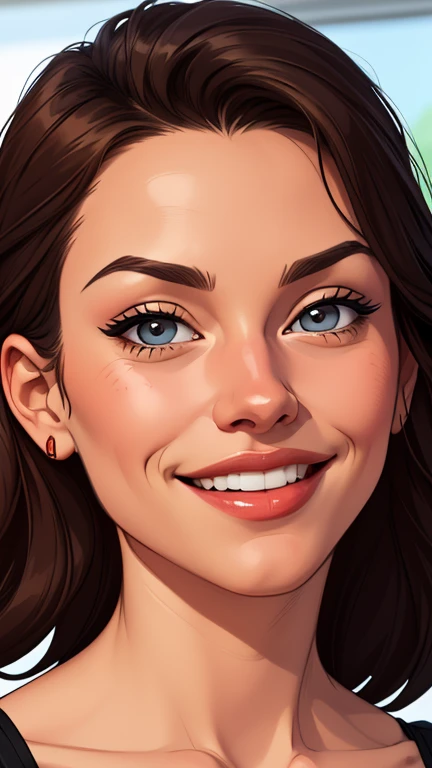 Xena princess warrior portrait mode sensual sesys style Cartoon style digital illustration together boyfriends Cartoon style character portrait mode Character cartoon style facial expression happy beautiful smile and six medium small portrait mode waist up
