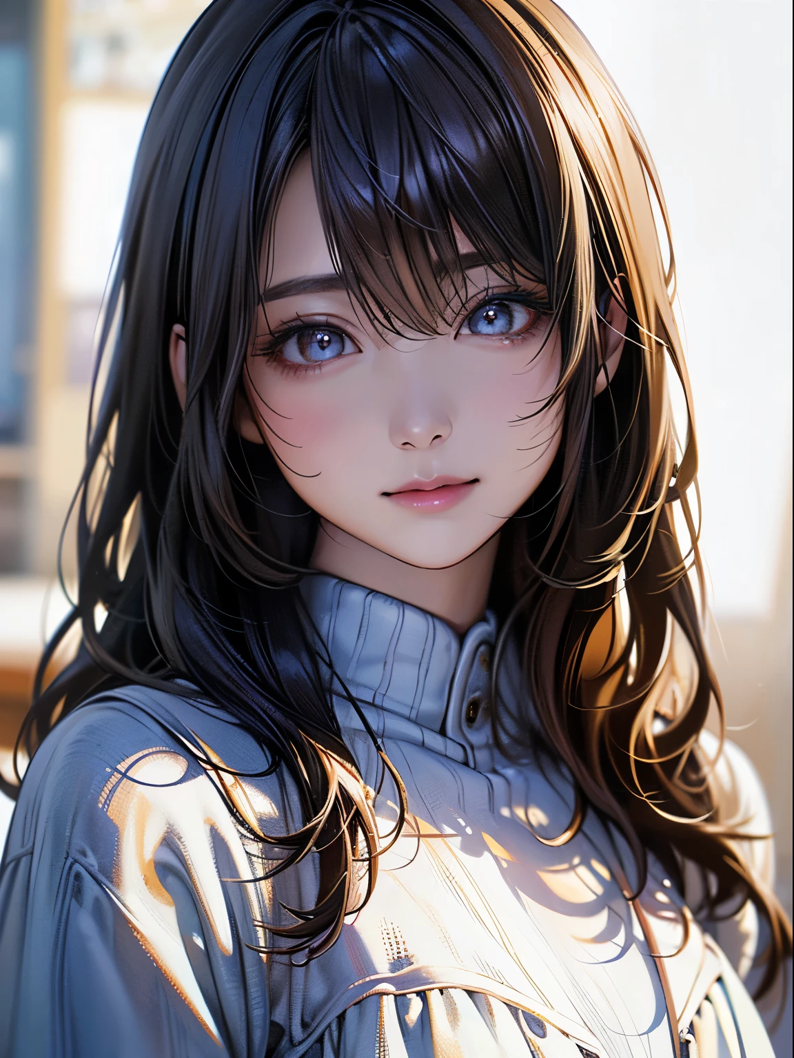 ((highest quality)),(超A high resolution),(Very detailed),(Detailed Description),((The best CG)),(masterpiece),super precision art、(highest quality、8k、32k、masterpiece)、(Realistic)、(Realistic:1.2)、(High resolution)、Very detailed、Very beautiful face and eyes、1 female、((Narrow eyes、Droopy eyes:1.4、fine grain))、Tight waist、Delicate body、(highest quality、Attention to detail、Rich skin detail)、(highest quality、8k、Oil paint:1.2)、Very detailed、(Realistic、Realistic:1.37)、Bright colors