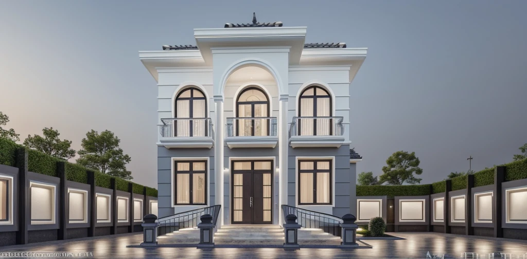 PLATFORM KTHOUSE, 1 morden villa, main material of villa about white wall and wooden cladding, main material by white wall and stone:1.2, 1large yard, 1 road runs in front of the house, (RAW photo, real, best quality, masterpiece:1.2), look morden minimalist, 1 road in front of the house, dynamic lighting:1.3, (hyper realistic, photo-realistic:1.2), high quality, (dark lighting:1.2), perfect lighting, archdaily, no human