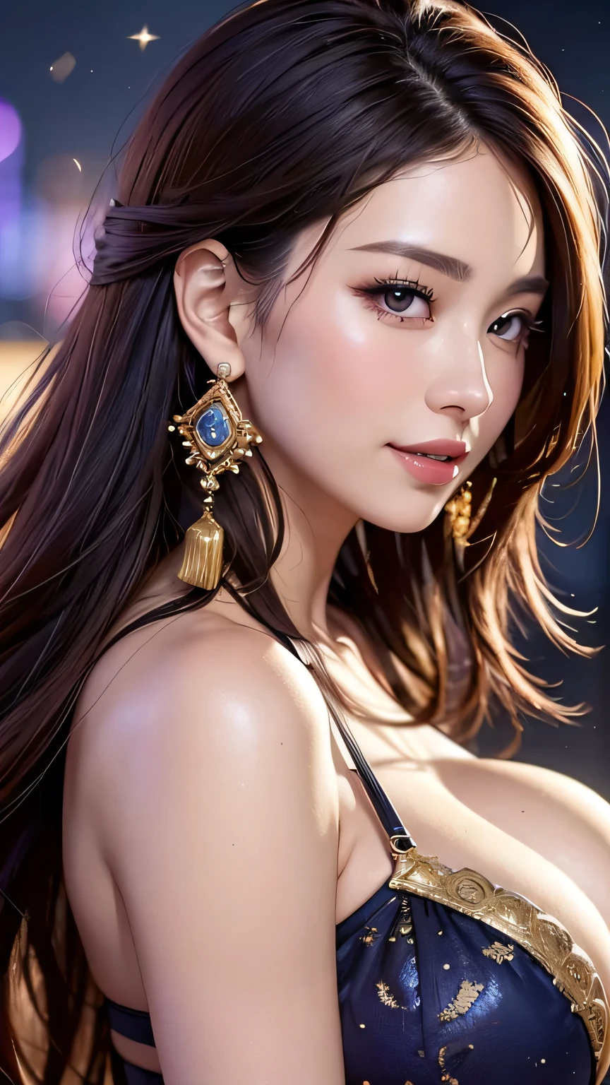 Kimono beauty, body portrait, 8K, thin and beautiful eyes, Dindal effect, masterpiece, top quality, high quality, high resolution, very detailed photo, (natural skin texture, fine skin, hyperrealism, super sharpness) , high detail skin, (very fine, fine skin texture, intricate details, beautiful face, (realistic face), realistic eyes, beautifully detailed eyes, realistic skin, beautiful skin, surreal, Highly detailed, golden ratio, smiling eyes, ((night moonlight background) )), body portrait, G cup, big breasts, huge breasts, big breasts, big breasts, glamorous, sexy bikini, wearing,