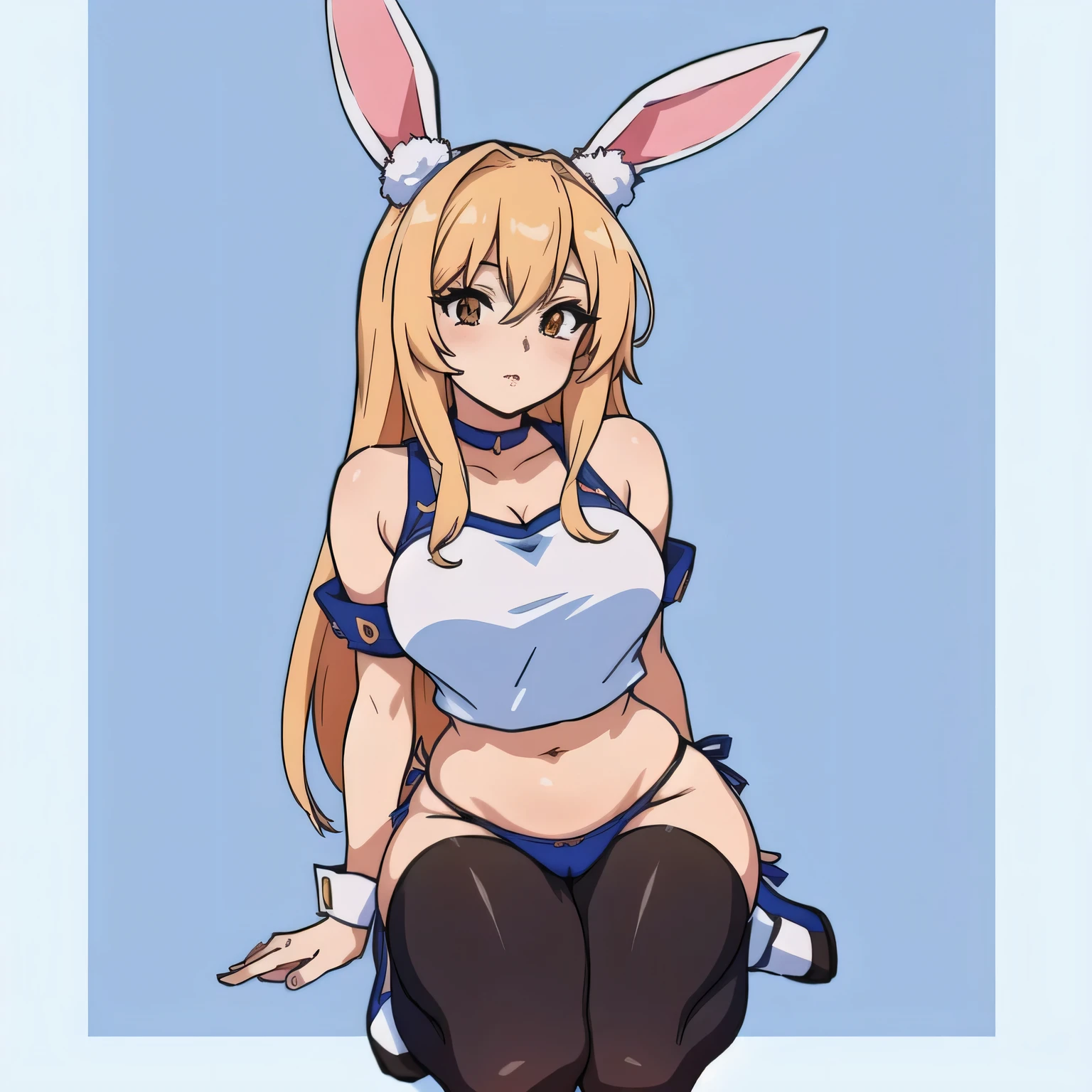anime girl with Hasenohren and a crop top, Lola-Bunny-Fanart, Bunny Girl, OC-Kommission, with Hasenohren, fullbody commission for, with long floppy Hasen Ohren, Order for high resolution, lange spitze Ohren, with big Hasen Ohren, Hasenohren, casual pose, Hasen Ohren, Full body portrait of a short!, Im Anime-Stil, long Hasen Ohren, ((panties))