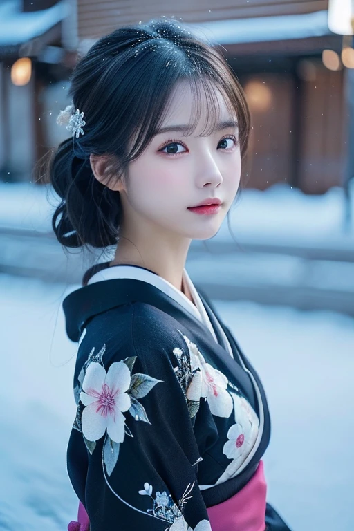 (kimono)、、、、(Snow reflects light:1.2)、,(Yuki:1.3)、(Wind:1.2)、(highest quality,masterpiece:1.3,超A high resolution,),(Ultra-detailed,Caustics),(Photorealistic:1.4,RAW shooting,)Ultra-Realistic Capture,Very detailed,High resolution 16K for human skin、 The skin texture is natural、、The skin looks healthy、The color is also uniform.、 Use natural light and color,One Woman,Japanese,,cute,Black-haired,Middle Hair,(Depth of written boundary、chromatic aberration、、Wide range of lighting、Natural Shading、)、
