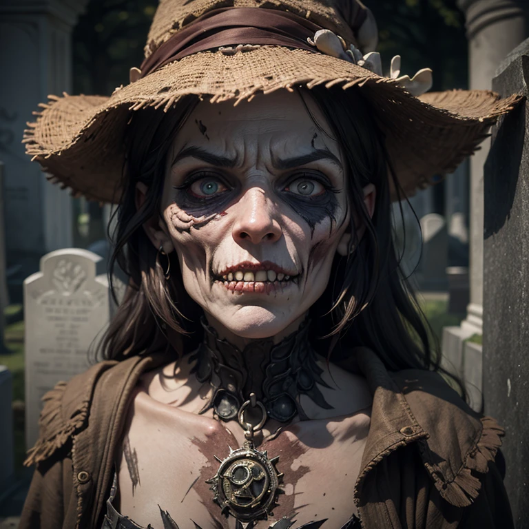 ((best quality)), ((masterpiece)), (detailed), real undead evil witch, evil, ugly, horror,ancient cemetery