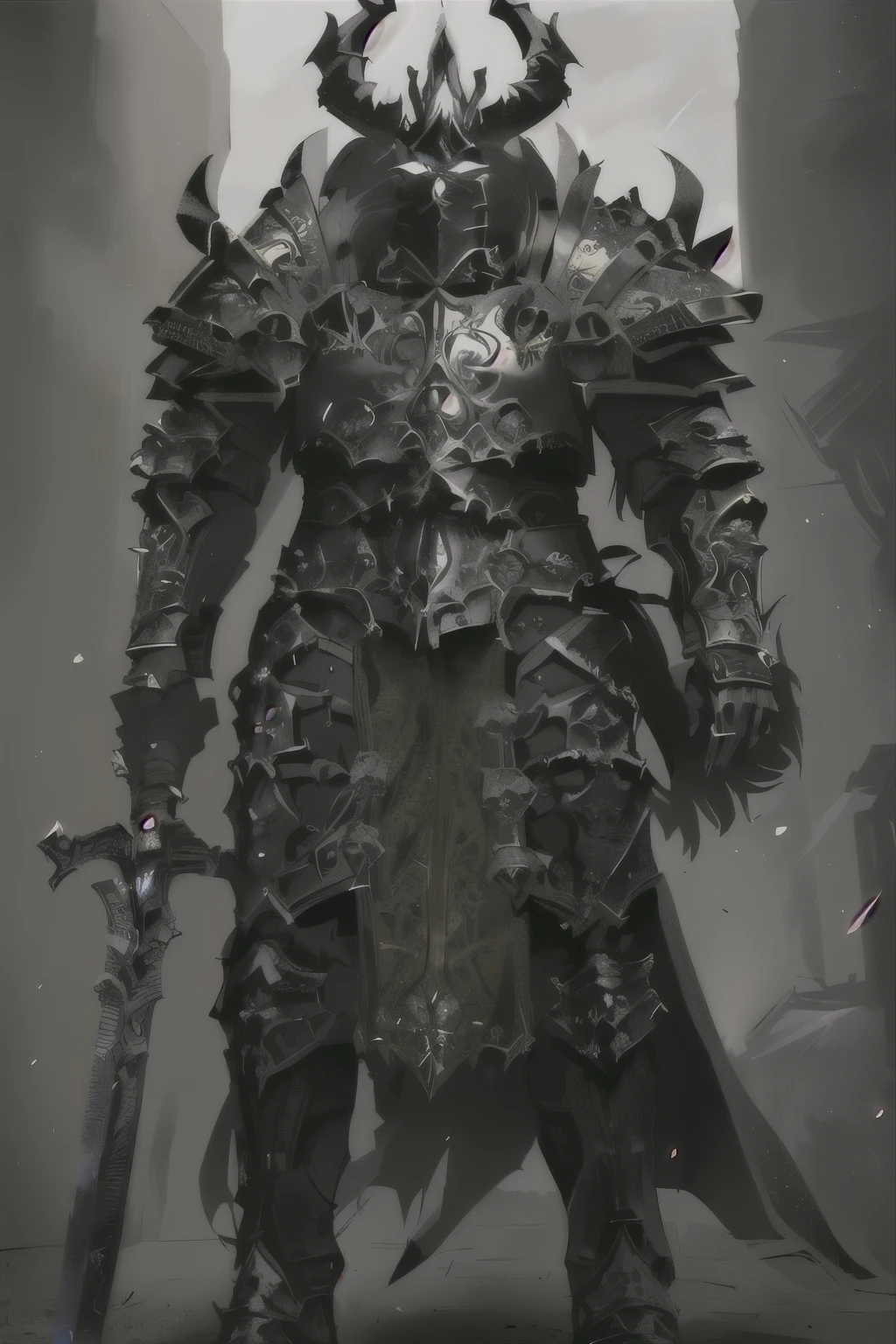 a close up of a man in armor with a sword, dark soul armor concept, pale black armor, stunning armor, ornate armor, beautiful armor, heavy fantasy armor, very stylish fantasy armor, intricate armor, fantasy armor, intricate ornate armor, detailed fantasy armor, ornate filigree armor, ornate gothic armor, filigree armour, black and gold armor, elegant armor