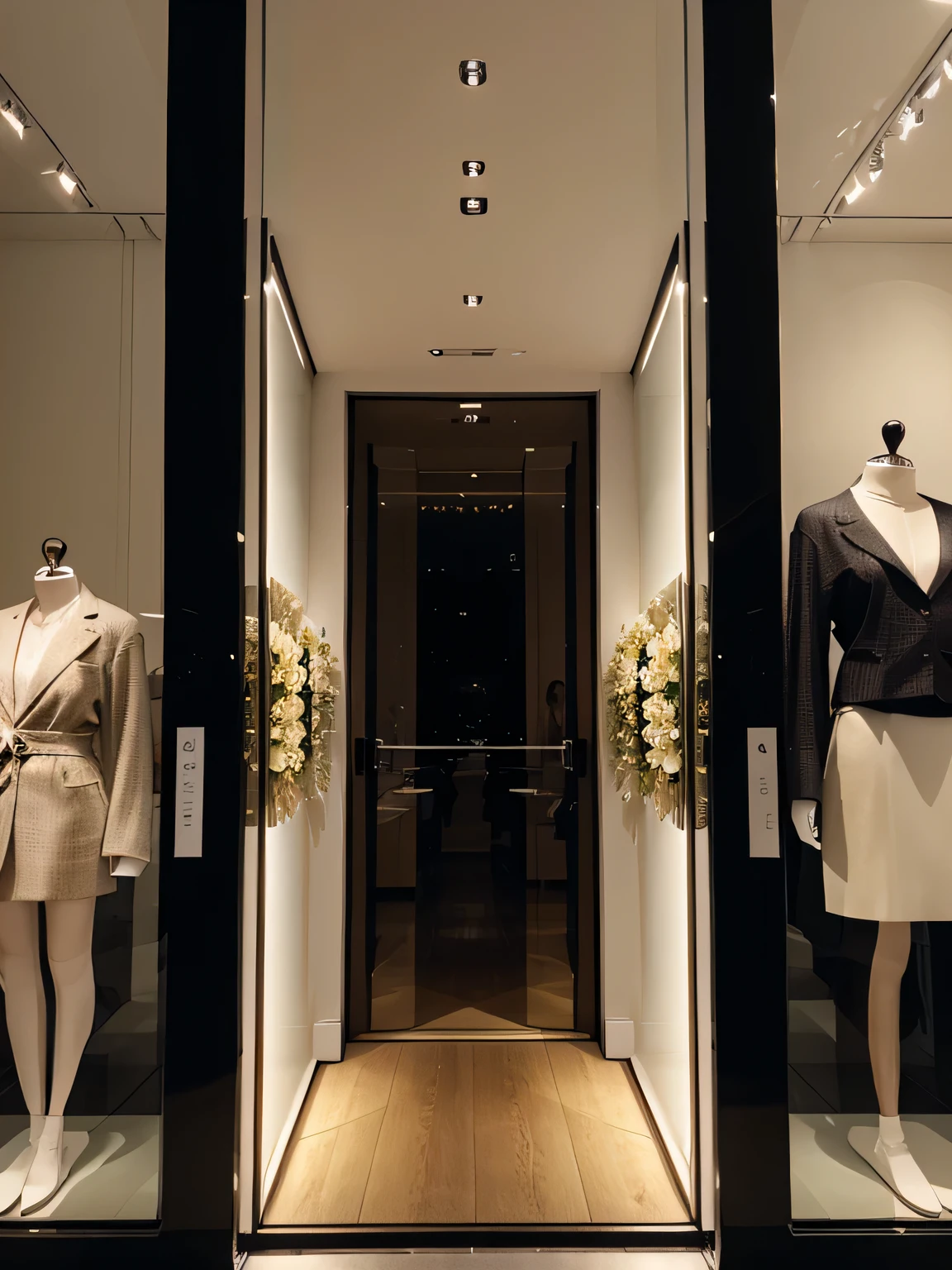 luxury clothing store, made with sustainable lotus flower fiber material, store window, clear and visible colors, modern and young