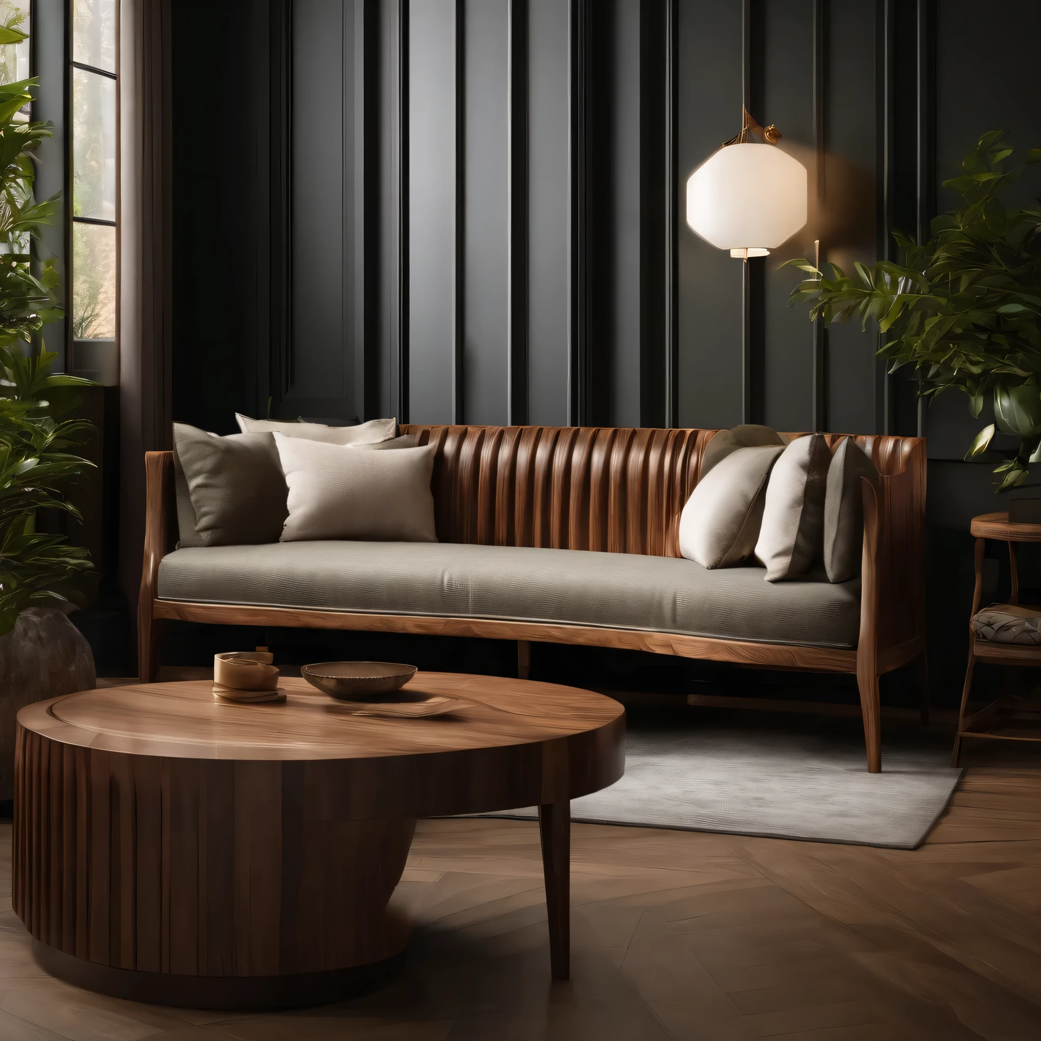 create me moderen Create a walnut wood sofa design