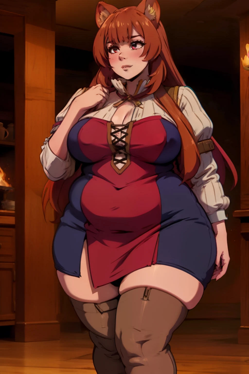 chubby, Raphtalia, adult, curvy, fantasy clothes. fat.