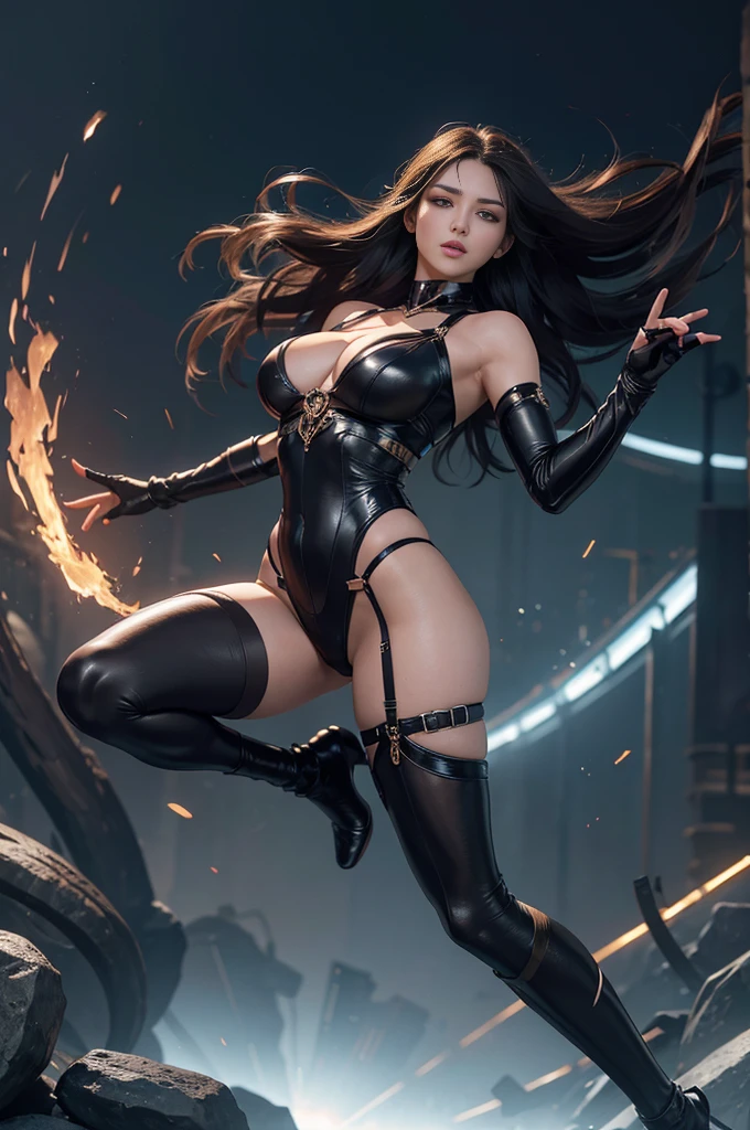 alone, Ultra HD Photos, Beautiful woman portrait(((,Beautiful breasts,))), Unreal Engine 5 8K UHD, Woman bound with shiny black tape,, Iconic Characters, Smooth Skin, ,Beautiful legs,Leg stockings , strap, highest quality, masterpiece, Official Art, Unified 8k wallpaper, Very detailed, Sharp focus, Dynamic pose, Body parts, No extra limbs, Anatomy, to be precise,Anatomically correct hand,Anatomically correct fingers、Five fingers