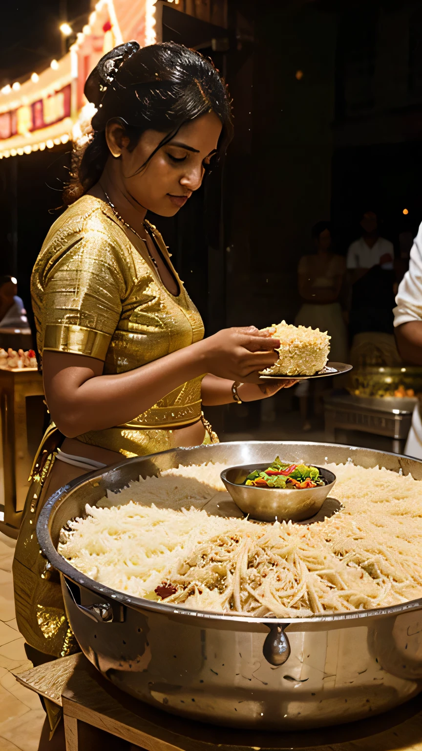 "Visual representations of Biryani being served on special occasions, such as weddings and festivals"
