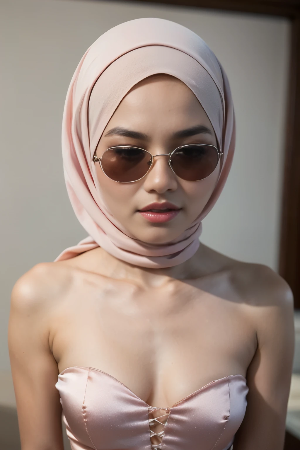 ((Colourful)), ((:0.1)), ((Flat Chest:1)), Wear sunglasses and act like Rosyam, ((Closed Eyes)), (((Strapless Colourful Flat Chest))), Naked, Apose, Angry face, (((HIJAB MALAY GIRL))), masutepiece, High quality, UHD 45K, Realistic face, Realistic skin feeling , A Japanese Lady, 8 years old, and baby-like face, (((FLAT CHEST))), (MATRIX WORLD), ((look In front at the camera and SADNESS)), ((())), (((CUTE GIRL))), ((PASTEL LIPS)), ((SATIN LACE)), ((CHUBBY)), ((UNDRESS)). Brown, Flat Chest, Wearing G-String. Sitting, from behind view up, seductive pose, (Small face)
