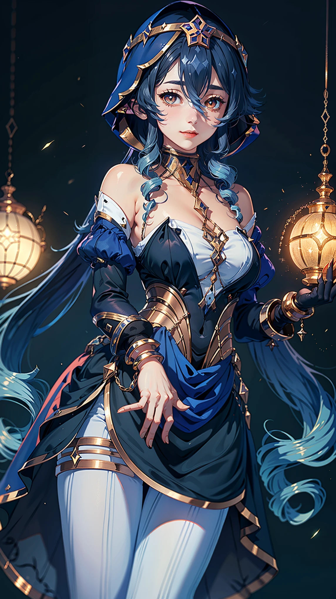 cleavage,Masterpiece, ultra detailed, high quality, 8k cg, big breasts, layladef, night, blush, smile, bright eyes, standing, (eyes shining:1.5), detailed 