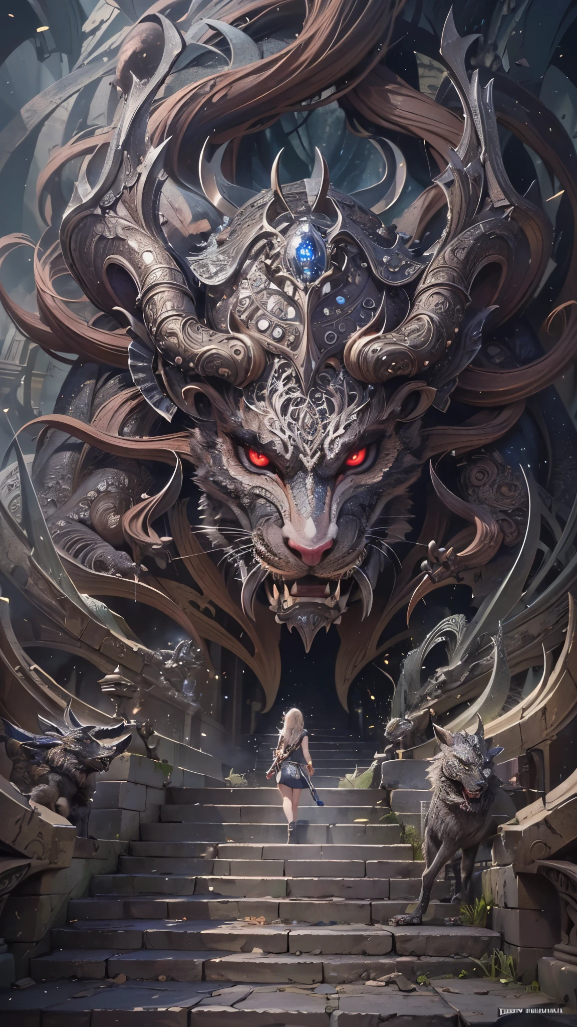 ((highest quality)),(Ultra-high resolution),(Very detailed),(Detailed Description),((The best CG)),(A masterpiece),Ultra-precise art,Amazing drawing art,(Fantasy art with intricate detail:1.5), (Female Devil 1.7),