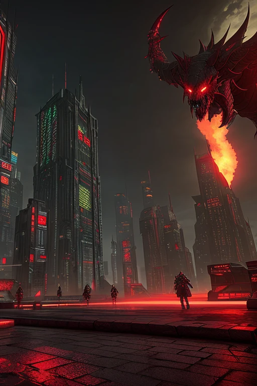 Best quality, 4k,3D, Unreal Engine, environment, evil , darkness, dangerous red, monsters, Cyberpunk,