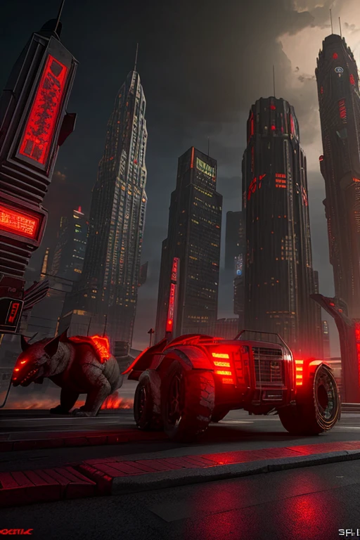 Best quality, 4k,3D, Unreal Engine, environment, evil , darkness, dangerous red, monsters, Cyberpunk,