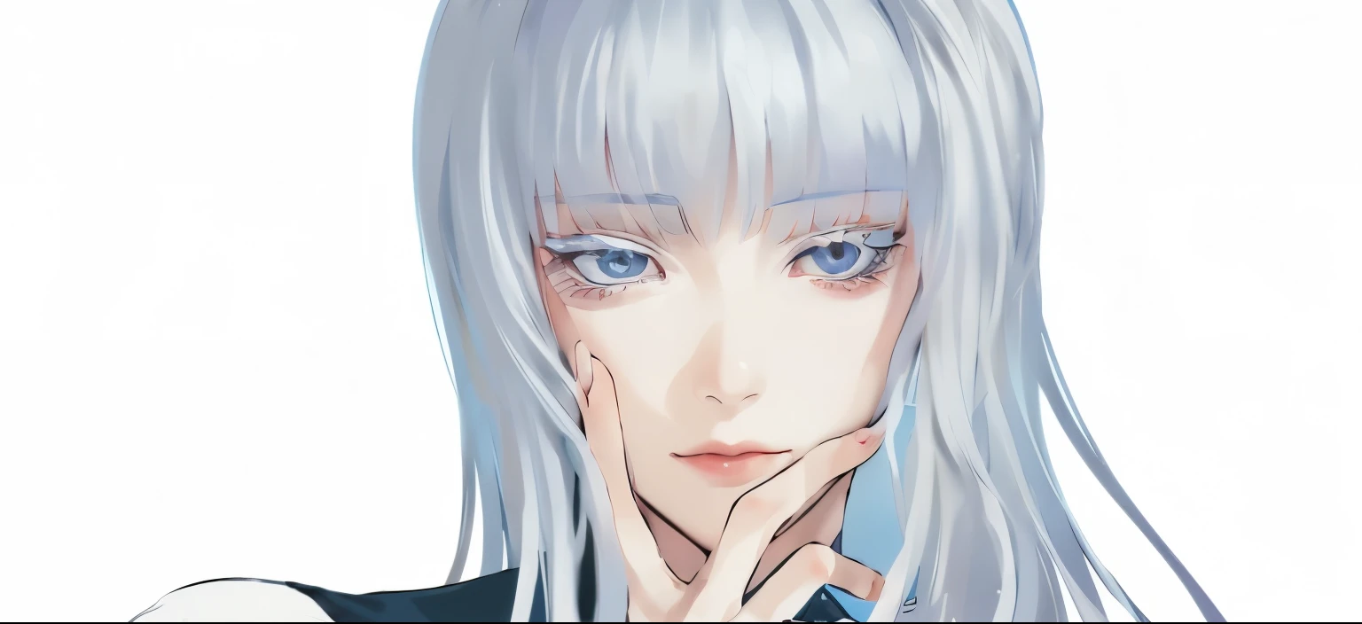 An avatar of a girl,White hair,White eyelashes,Blue Eyes,best quality,4k