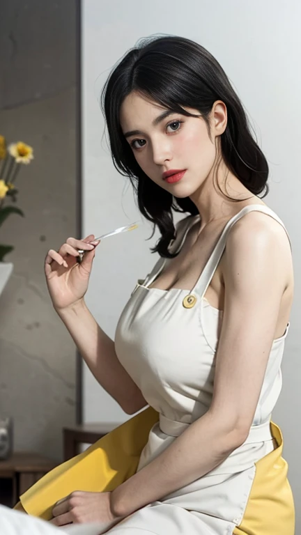 Carla Yeager Carla Yeager | Attack on Titan Attack on Titan KK_Style ,Mappa, big breasts, white background , Black hairs, white apron and yellow dress, yellow and white outfit, expressive eyes, innocent happy look,red lips, seductive ,pale skin,red lips,
Clear white background,beautiful big eyes ,motherly nature
