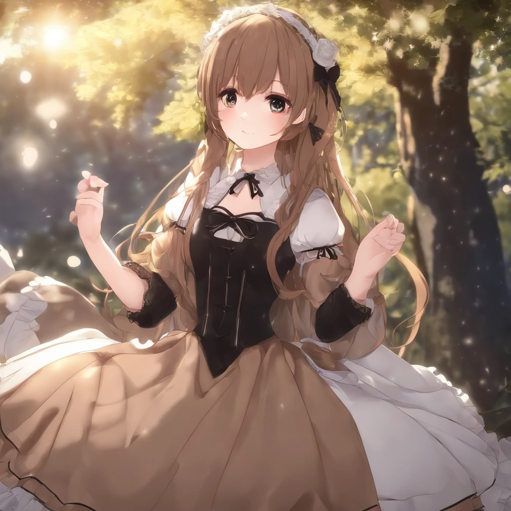 With corners、頭蓋骨が描かれたドレスを着たAnime Girls, ((Light brown hair))(Lori, gothic maiden Anime Girls, Cute anime waifu in a nice dress, Anime Moe Art Style, Anime Girls wearing a black dress, Nightcore, (Anime Girls), Anime Style 4k, Small curvaceous loli, High quality anime art style, Anime Girlss, demon Anime Girlss