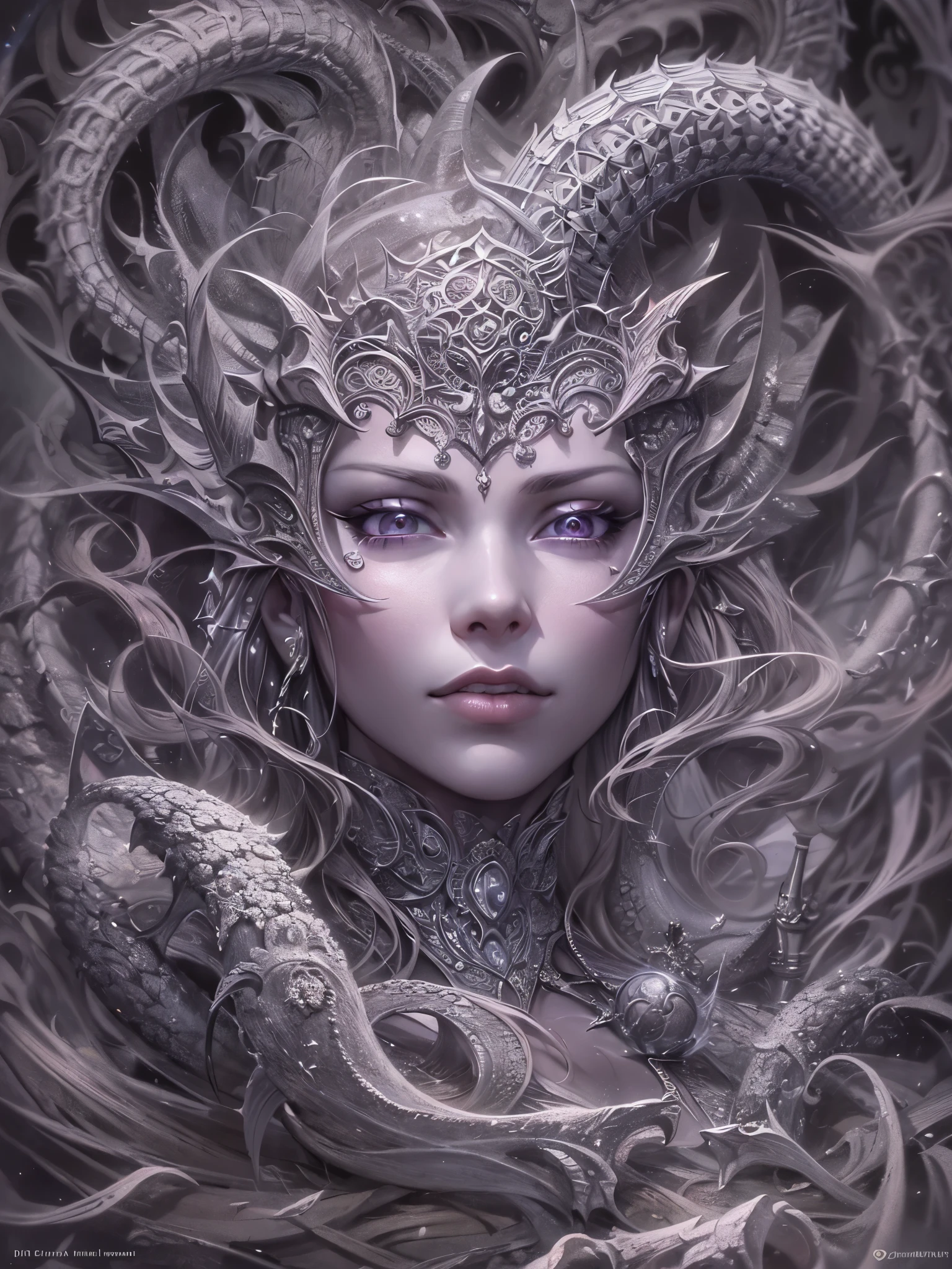 ((highest quality)),(Ultra-high resolution),(Very detailed),(Detailed Description),((The best CG)),(A masterpiece),Ultra-precise art,Amazing drawing art,(Fantasy art with intricate detail:1.5), (Female Devil 1.7),