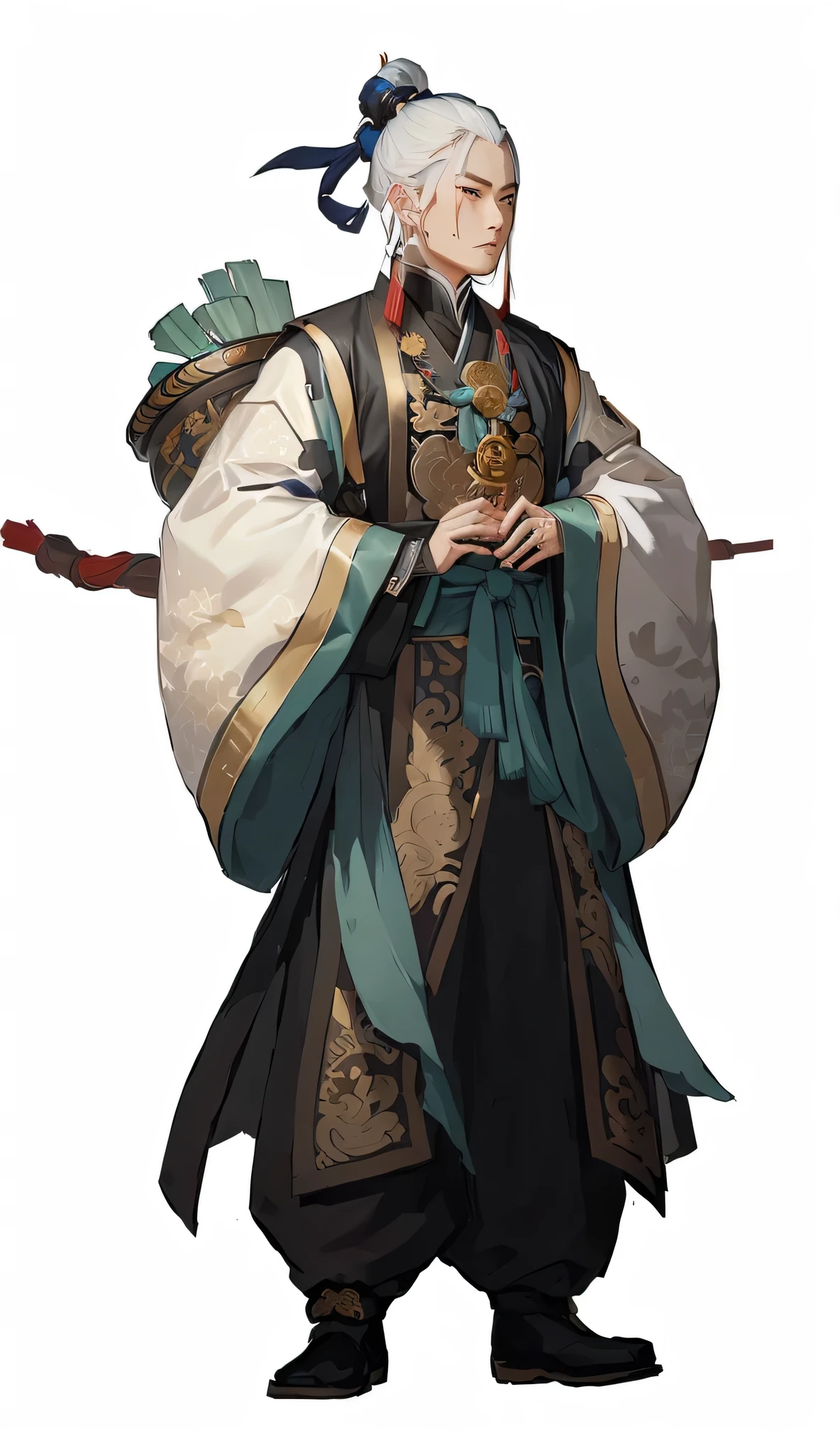 a cartoon image of a man in a traditional chinese costume, onmyoji portrait, onmyoji detailed art, official character illustration, sage ( valorant ), from sengoku period, official character art, ( ( character concept art ) ), from girls frontline, inspired by Kanō Hōgai, inspired by Sakai Hōitsu, from arknights