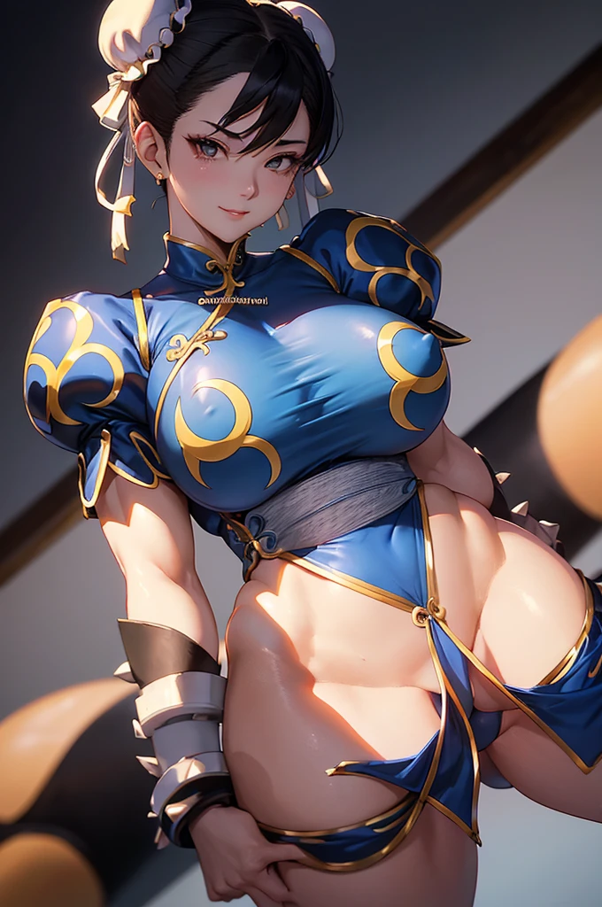 chun li belo corpo,mulher jovem,short black hair , badass , colan,May,coxas torneadas,Evil Smile,juri han,chifres de cabelo,detalhes do corpo,low yellow lighting,raios de luz belo corpo detalhado