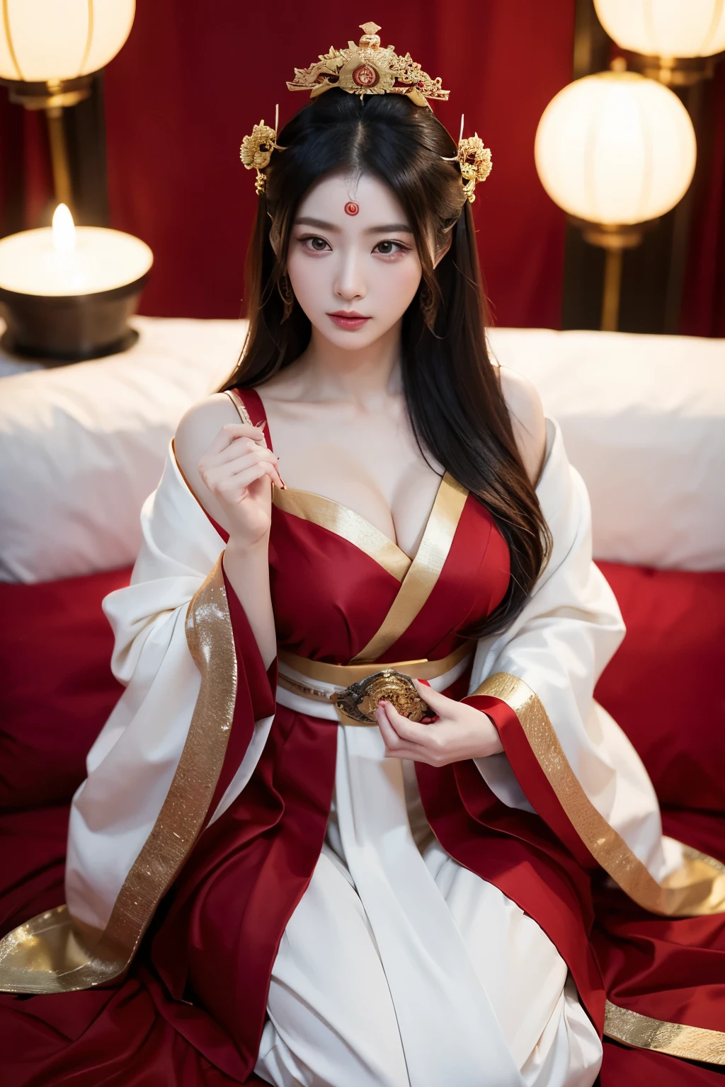 Beauty that makes everyone kneel、The most beautiful and cute in the world、Classy and、Awesome person々Good luck to、A figure with the ability to increase financial luck、Amaterasu Oomikami of Japan、The most beautiful woman in the world、cute、The most attractive in the world、Japanese beauty、superpower、Buddhism、Goddess of the World、Gorgeous clothing like that of Amaterasu Omikami、Luxurious ornaments、Red, gold and white outfit、More luxurious and glamorous appearance、Greatness、power
