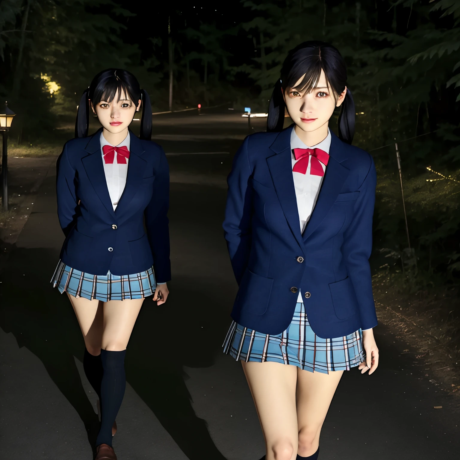 (masterpiece, highest quality:1.2), ((One girl, alone))、(8k, highest quality, masterpiece:1.2), (Realistic, photo-Realistic:1.37), Very detailed,highest quality, Ultra-high resolution, Professional Lighting, Photon Mapping, Radio City, Physically Based Rendering, Dim Street Lights, Midnight Road,Written boundary depth, Sharp focus,Sunbeam, Good composition,(whole body), lonely alley、Beautiful black hair、Twin tails、Beautiful thighs、１７Japan Female、Brown Loafers、Black jacket、Black knee-high socks、