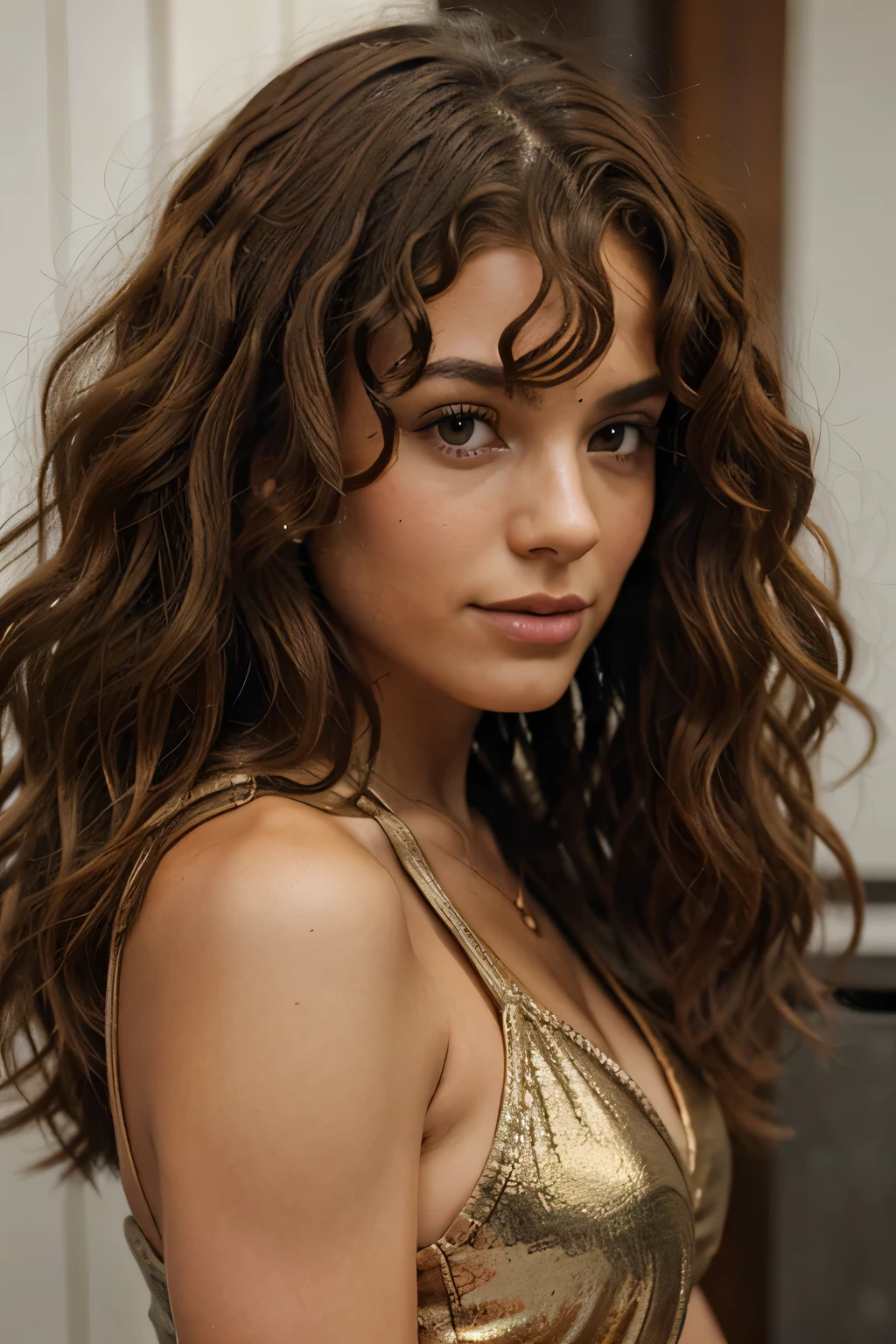 bronze,curly hair
