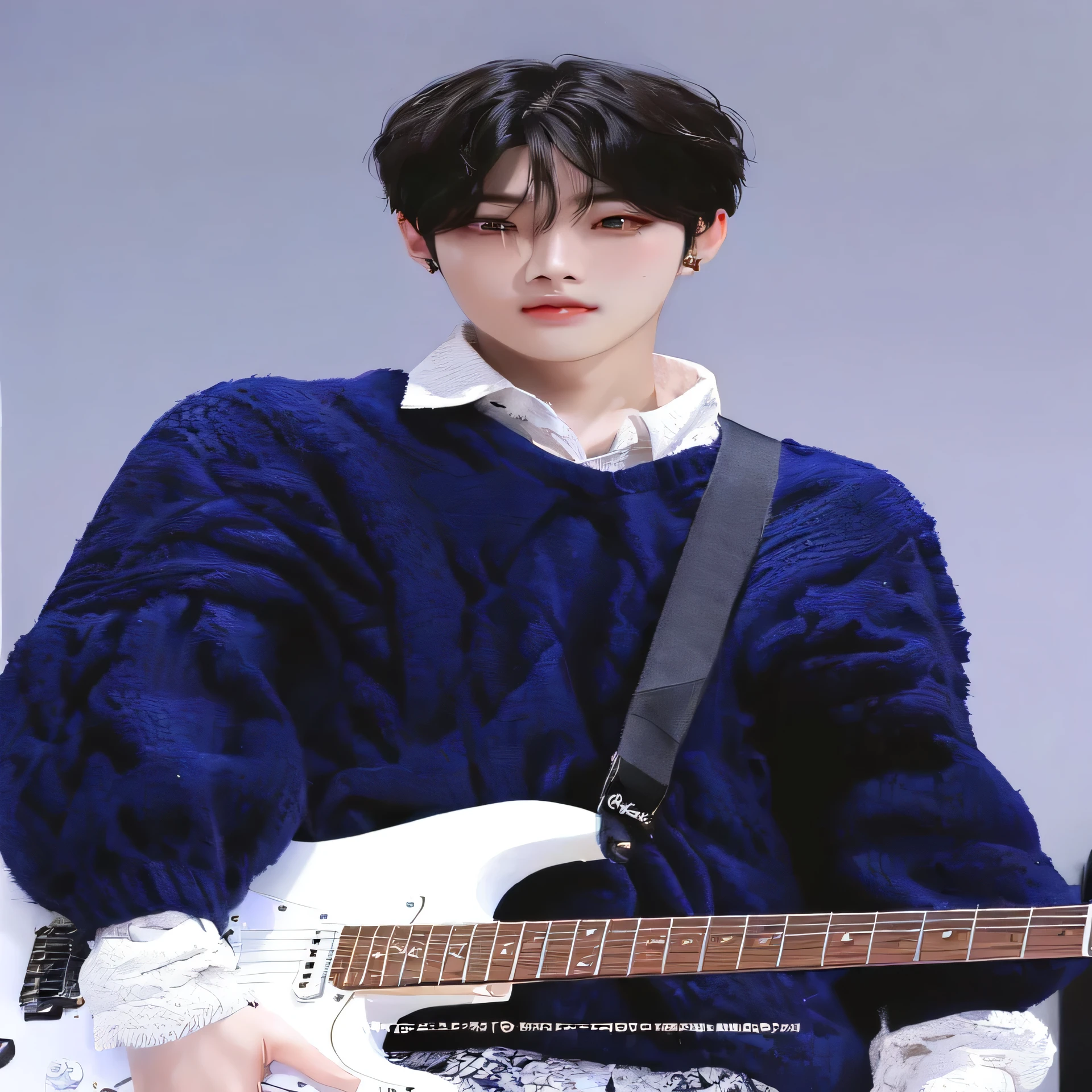 a closeup of a person holding a guitar in a room, cai xukun, jinyoung shin, Kim Doyoung, aesthetic jinyoung pimple, Jung Jaehyun, pintar ulzzang, inspirado en Bian Shoumin, hyung tae, sakimichan, jungkook, kim taejin, jaeyeon nam, Inspirado por Zhang Han, Hong June Hyung, inspirado en jeonseok lee kpop boy korean face Kim Sunoo BTS Jin korean male face 