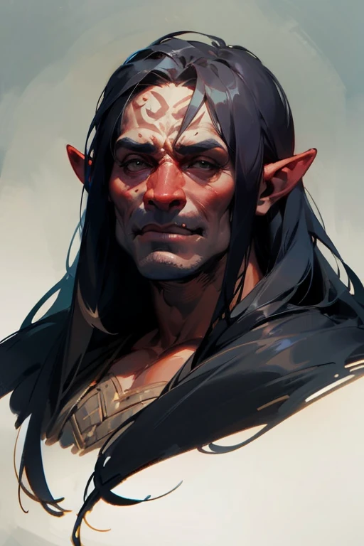 potrait of cute orc with, black long hair