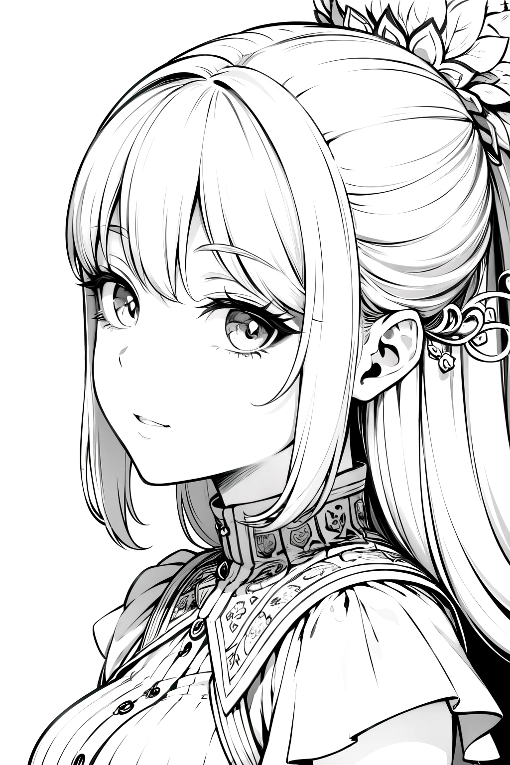 best quality, high resolution, detailed background, high contrast, 1 Fairy close-up of the head, white background, clean line drawings, vibrant colors
