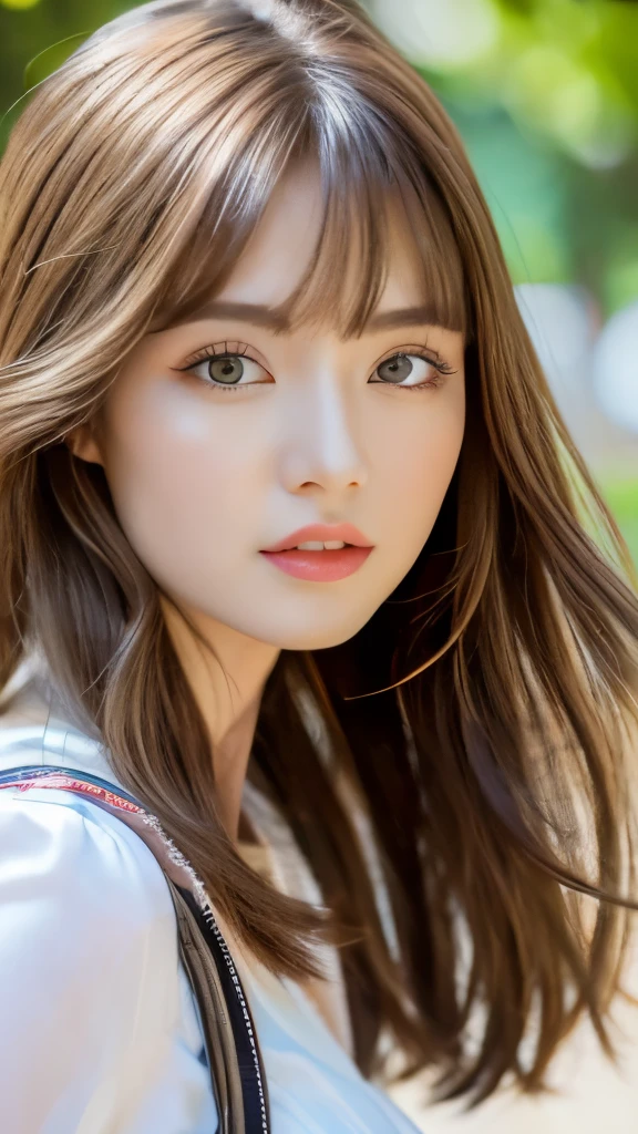 Best quality, 8k, ,Masterpiece :1.3)), facing viewer,((full body1.2)) ,pretty woman, wide shot ,1girl, , selfie , , Shade, brown hair , bangs,ultra-detailed face, highly detailed lips, detailed eyes, double eyelid