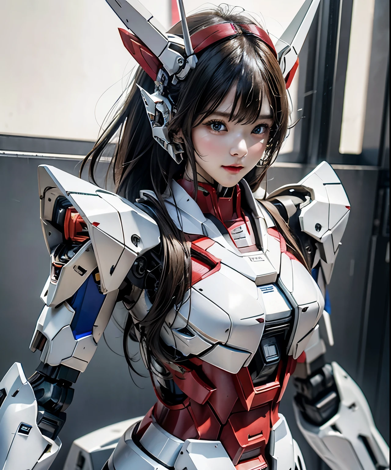 Textured skin, Super Detail, Attention to detail, high quality, 最high quality, High resolution, 1080p, hard disk, beautiful,(Gundam),beautifulサイボーグ女性,Mecha Cyborg Girl,battle mode,Girl with a mechanical body,She wears a futuristic Gundam mecha,Full Body Shot