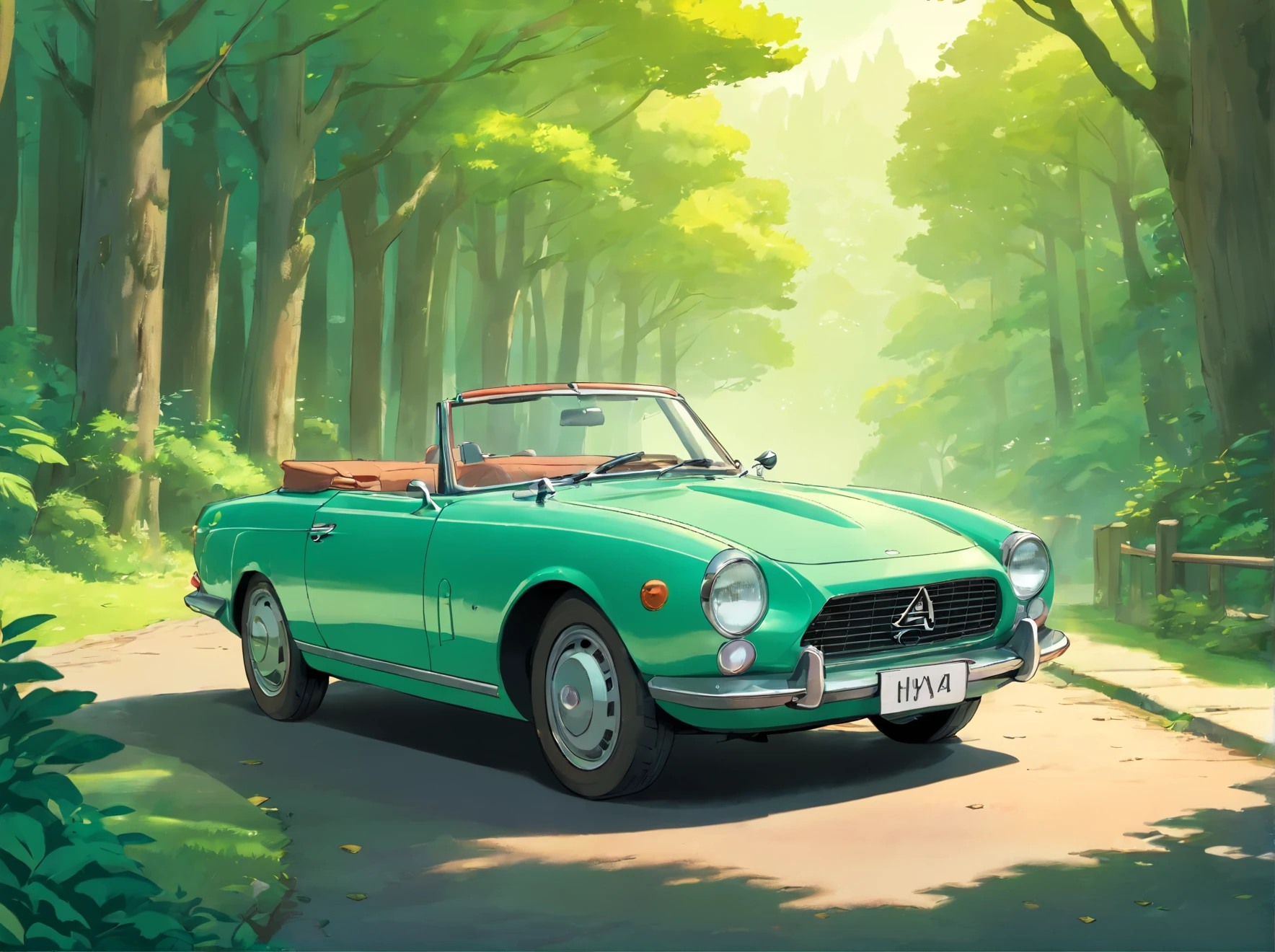 shoot from side,Convertible,No background, Square compact car,Silver bumper,Front grille,Round Eye Light,G4 Goals , Light moss green,beautiful retro art, Digital illustration style, Great art style, stylized digital illustration, Detailed digital illustration, Cartoon digital painting art, Retro art style art, Detailed Vector Art, Retro illustration