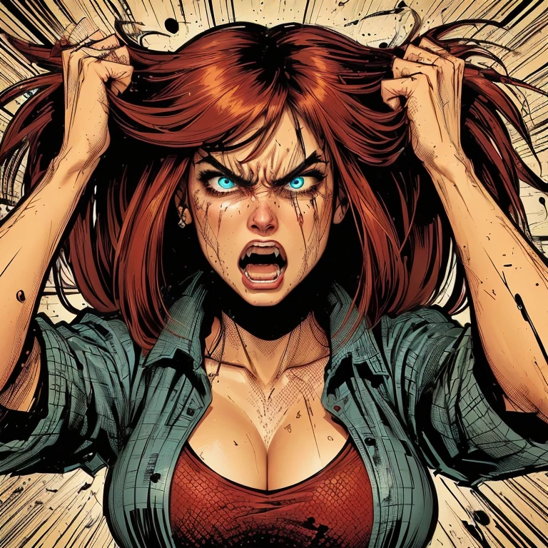 4k, comic babes, a close-up of a woman with a surprised expression on her face, epic comic book style, angry young woman, furious beautiful woman, intense scream expression, angry expression, angry look, comic digital art, anger. hyper detailed, very angry expression, wonderful expression, frustrated expression, comic character, comic illustration, fierce expression 4k, an angry expression