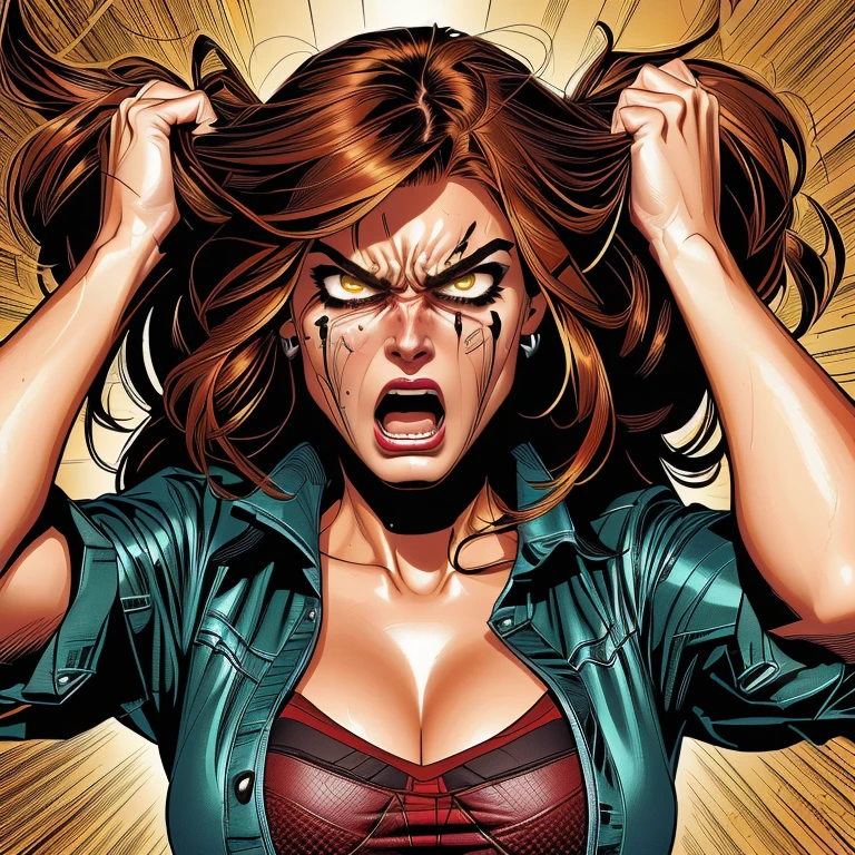 4k, comic babes, a close-up of a woman with a surprised expression on her face, epic comic book style, angry young woman, furious beautiful woman, intense scream expression, angry expression, angry look, comic digital art, anger. hyper detailed, very angry expression, wonderful expression, frustrated expression, comic character, comic illustration, fierce expression 4k, an angry expression