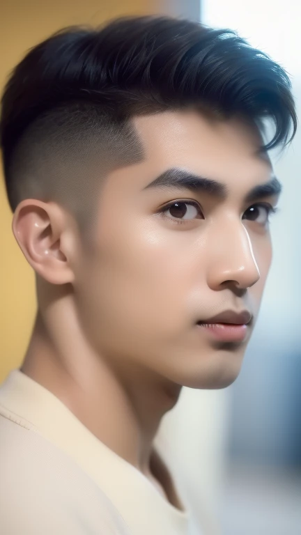 (highest quality, 8K,masterpiece, High resolution:1.4), (Realistic, RAW Photos:1.2), (Photographic images:1.4),(Real life action:1.3)(alone), (male:1.5), (Asian:1.7), Modeled, (good looking:1.3), (Big eyes:1.3 ),(dark blown eyes:1.2),Shoot from the front,(50 years old), (black hair:1.3), (short hair:1.2、The hair on the left side is shaved:1.3), (Black suit:1.3), Midnight,(office)