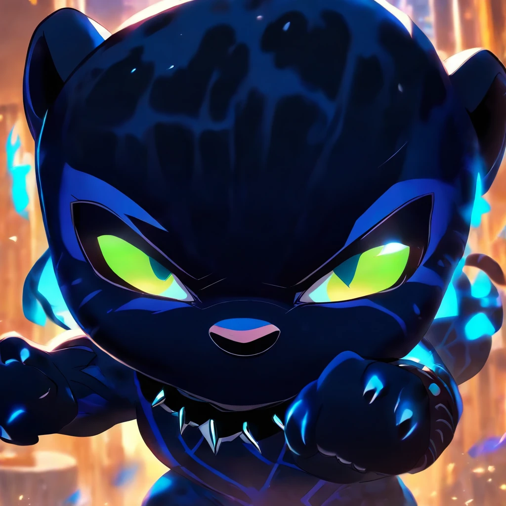 Cute  black panther with round eyes, 