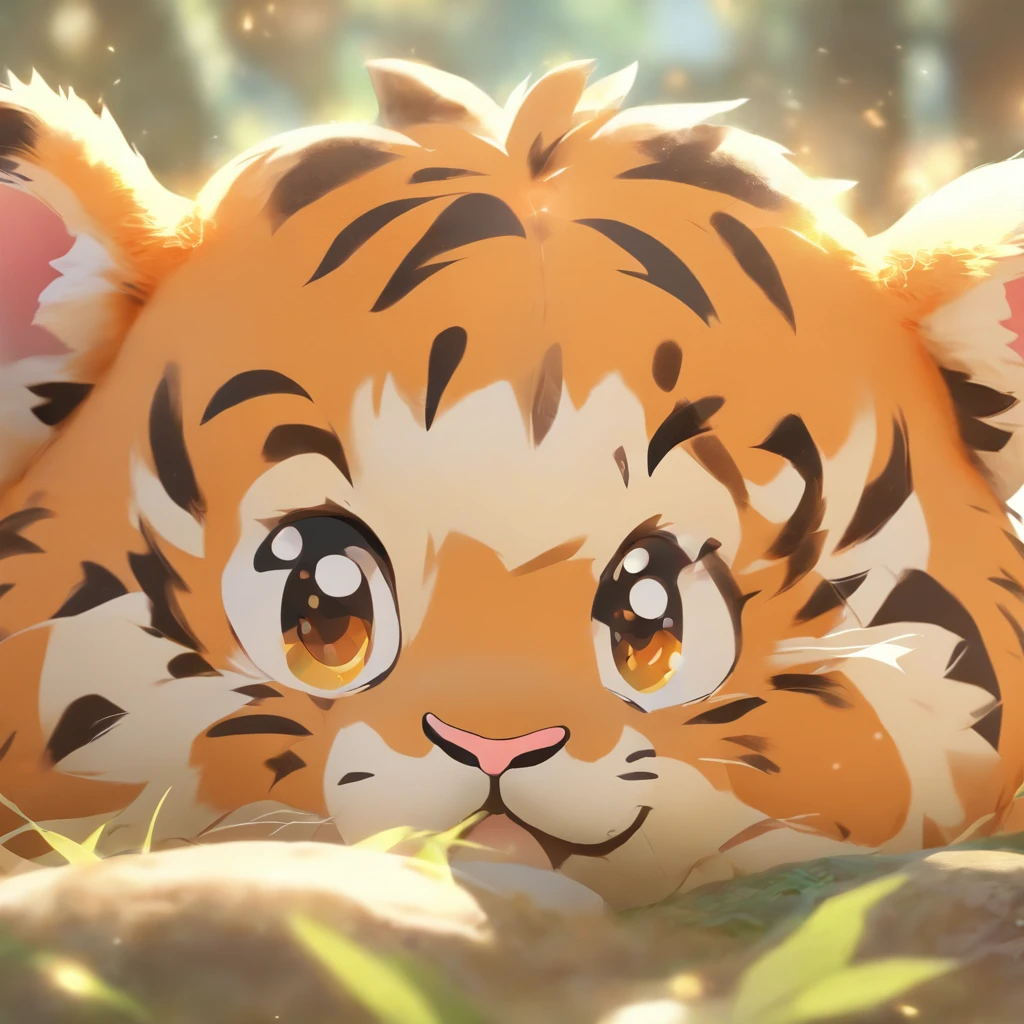 Cute kids tiger plush toy with round eyes、