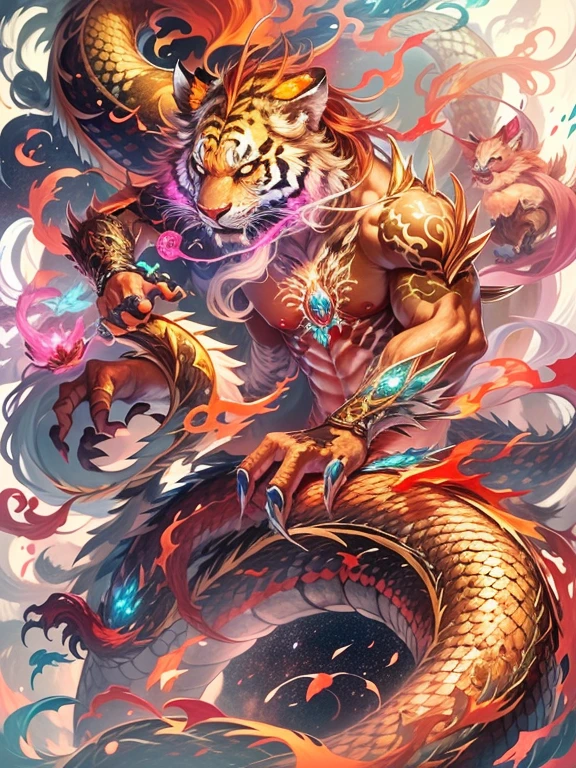 Golden Dragon。Rainbow glowing scales。龍god降臨。Golden Splash、milky way、god々々right、Staring straight ahead、Redbeard、Rising Dragon、Tiger、猛Tiger、tattoo