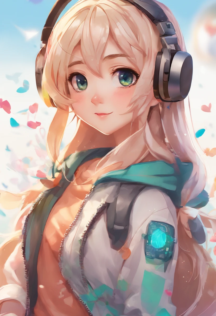 Perfect centering, Cute chick, Wear a leather jacket, Wearing sunglasses, Wearing headphones, Standing position, Abstract Beauty, Centered, Looking at the camera, To the camera, Near perfect, dynamic, moonlight, Very detailed, Digital Painting, artステーション, コンセプトart, Smooth, Sharp focus, 8k, High resolution, figure, art:Carne Griffith、Vadim Kashin, White Background